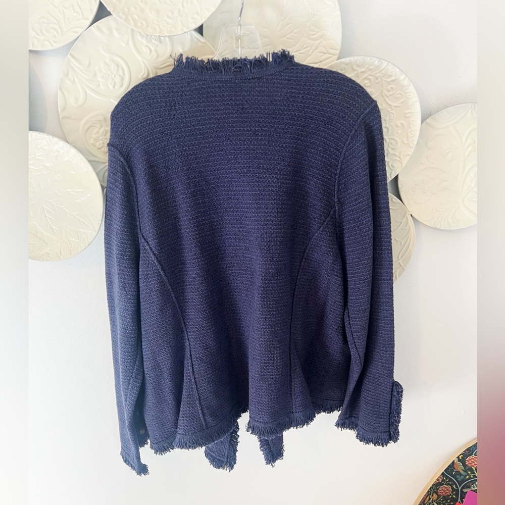 Nic + Zoe Sz 2X NWT Navy Fringe Jacket - Picture 5 of 7